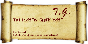 Tallián Győző névjegykártya